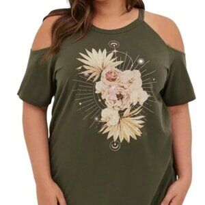 TORRID GRAPHIC CLASSIC FIT COTTON COLD SHOULDER TOP Plus Size:1